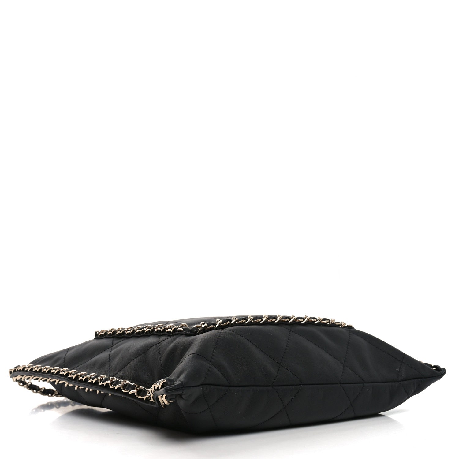 Chanel Calfskin Quilted Chain Flat Tote Black 4 of 10