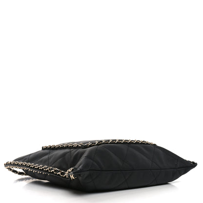 Chanel Calfskin Quilted Chain Flat Tote Black 4 of 10