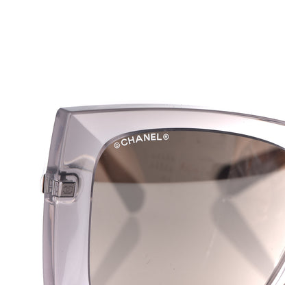 Chanel 18K White Gold Mirror Square Sunglasses 6051 Gray 5 of 9