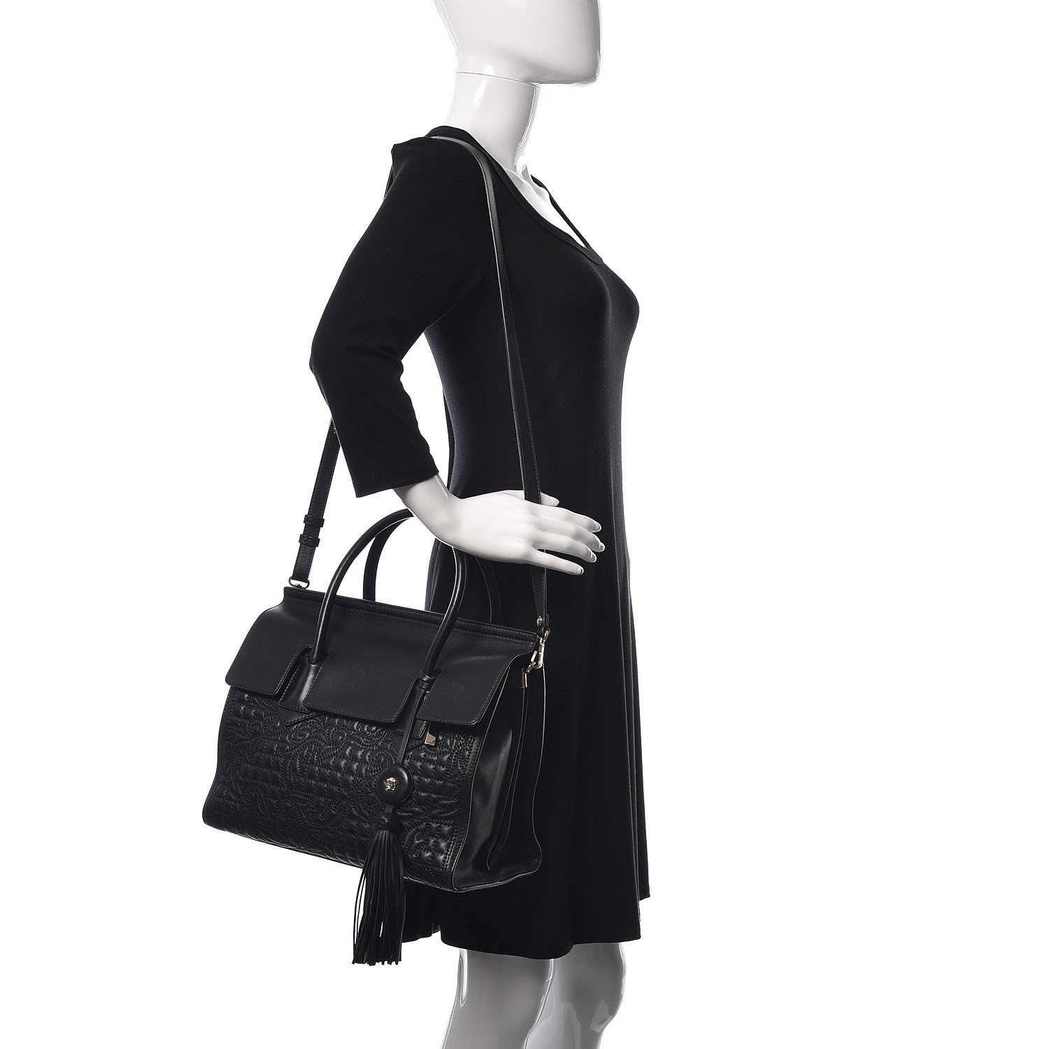 Versace Barocco Quilted Nappa Vanitas Bag Black 2 of 11