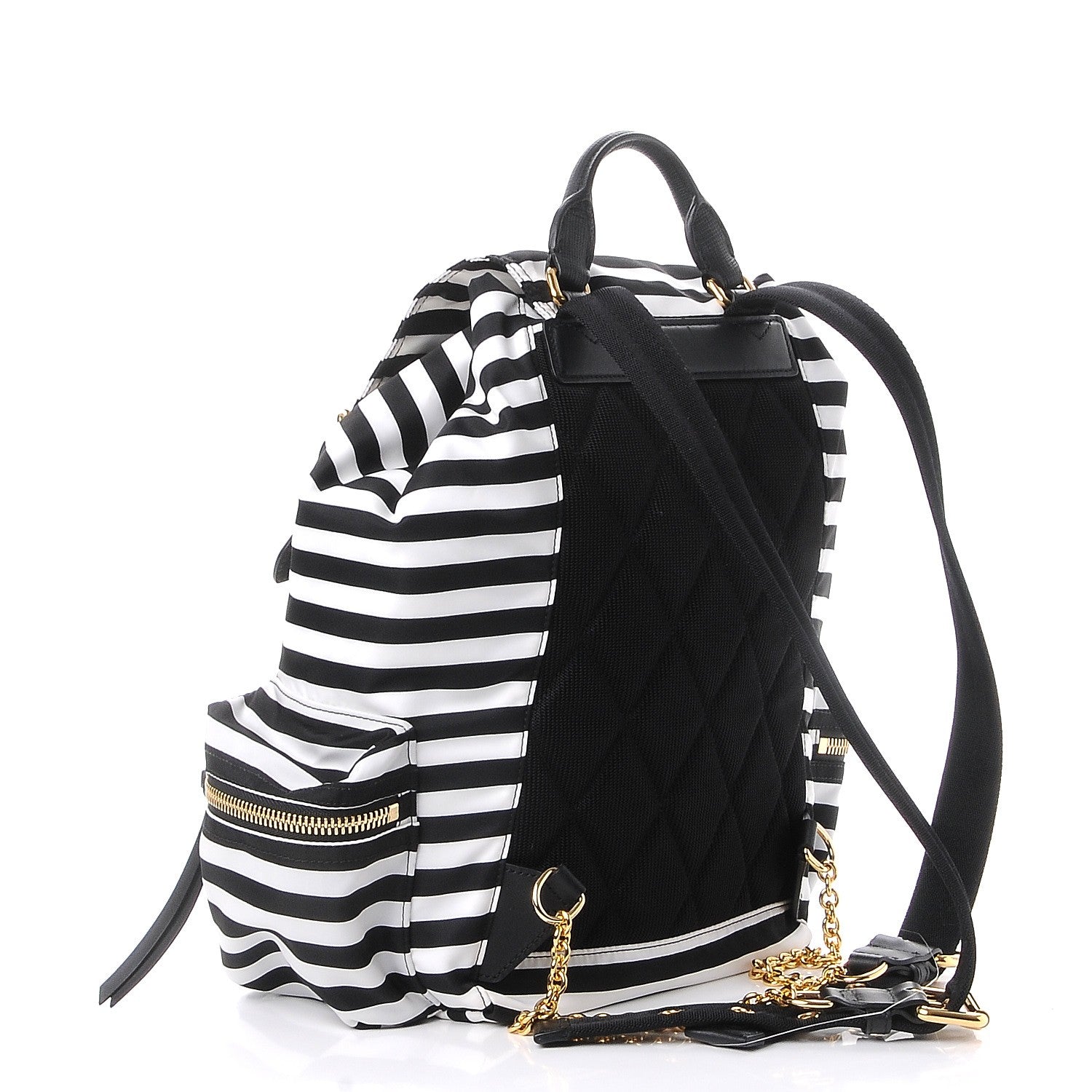 Burberry Nylon Striped Medium Rucksack Backpack Black White 3 of 8