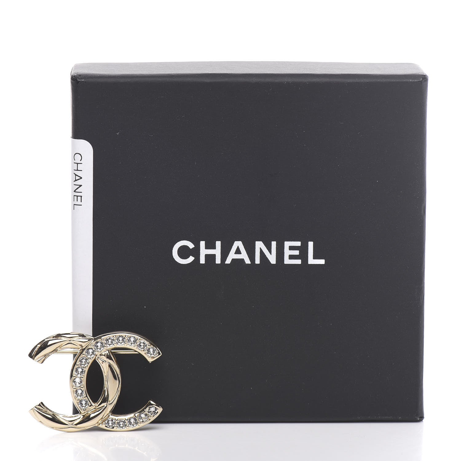 Chanel Crystal CC Brooch Light Gold 5 of 5