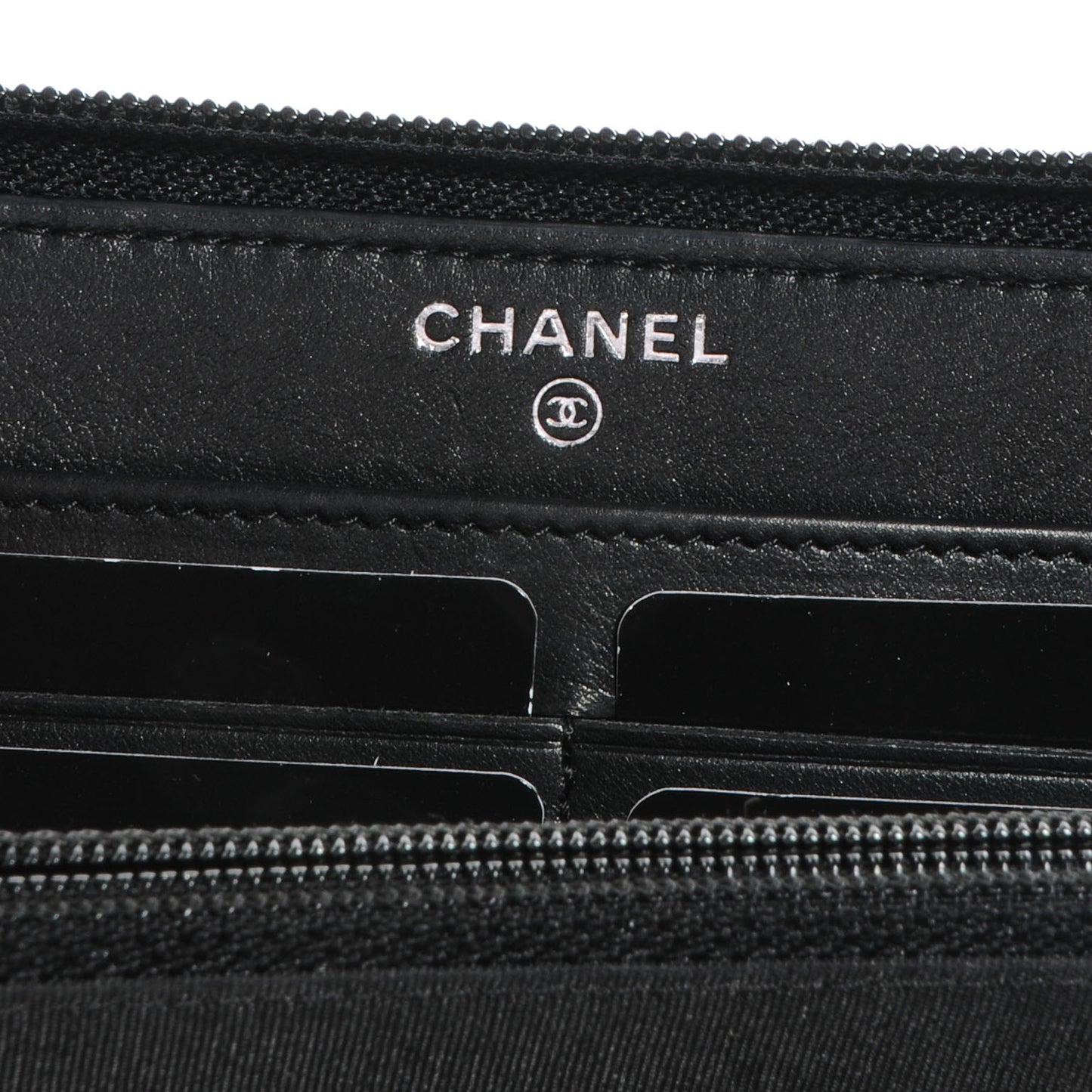 Lambskin Quilted Boy Zip Around Wallet Black