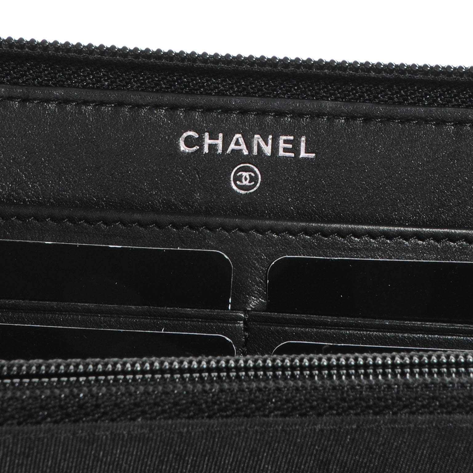 Chanel Lambskin Quilted Boy Zip Around Wallet Black 6 of 8