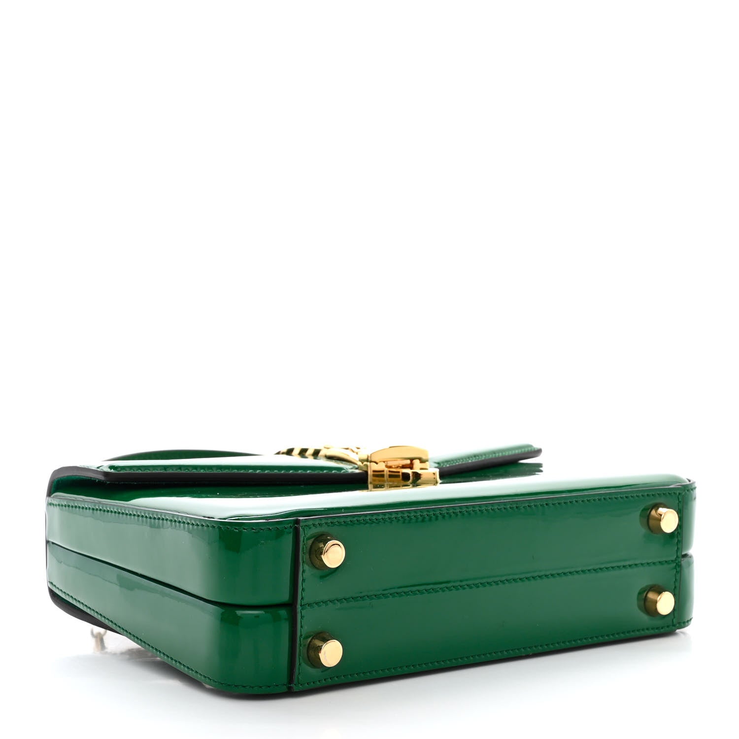 Gucci Mousse Top Patent Small Sylvie 1969 Top Handle Bag Emerald 4 of 10
