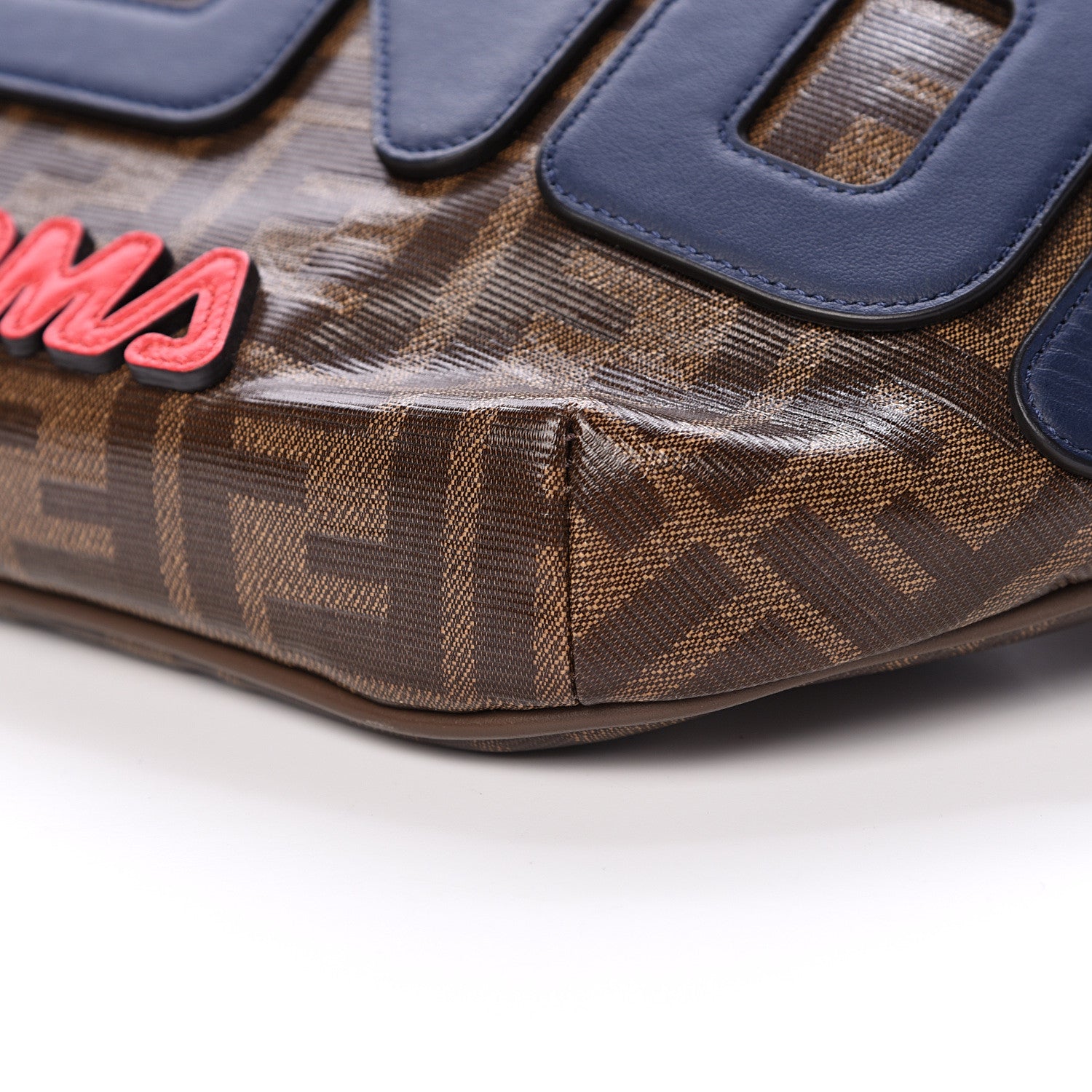 Fendi X FILA Glazed Fabric Vitello Century FF 1974 Mania Belt Bag Mogano Panna Blueberry 9 of 9