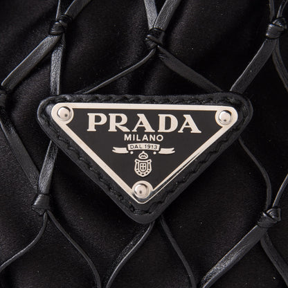 Prada Satin Net Chain Bag Black 7 of 9