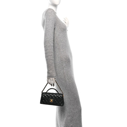 Chanel Lambskin Quilted Mini Flap Top Handle Bag Black 2 of 10