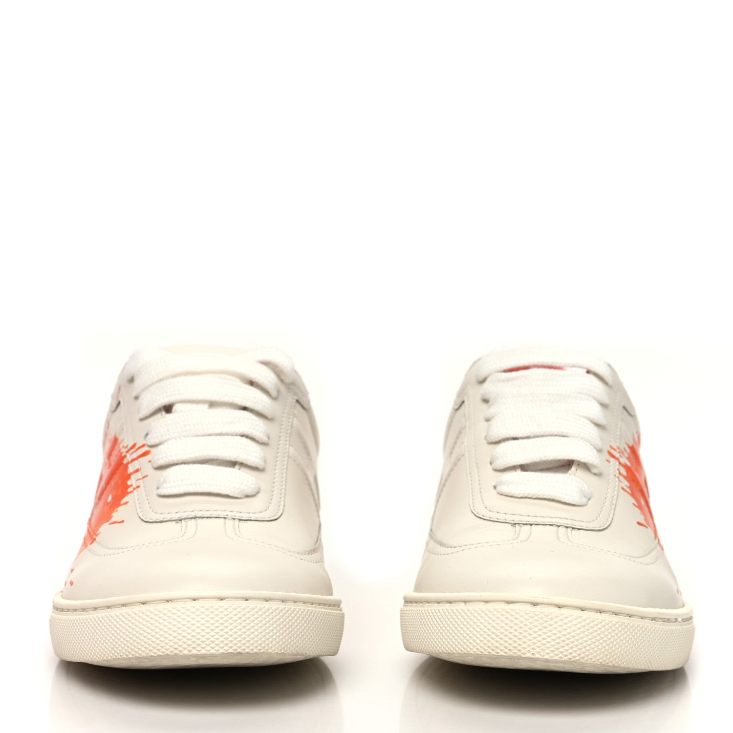 Hermes Swift Printed Peinture Fraiche Quicker Sneakers 36.5 White Orange 2 of 12