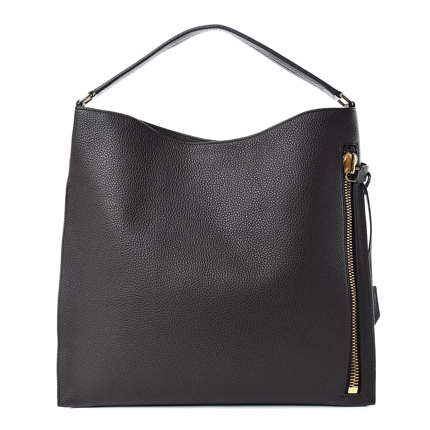Pebbled Calfskin Large Alix Padlock Zip Hobo Bag Grey