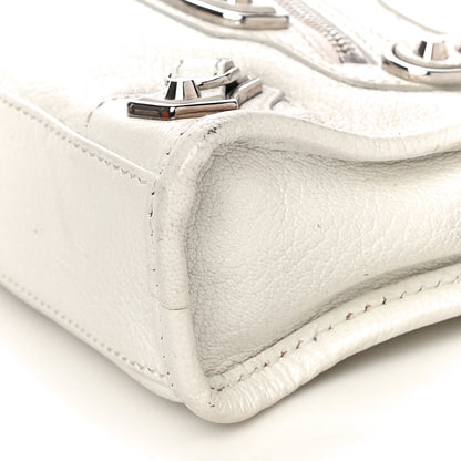 Balenciaga Chevre Silver Metallic Edge Hardware Nano City White 10 of 15