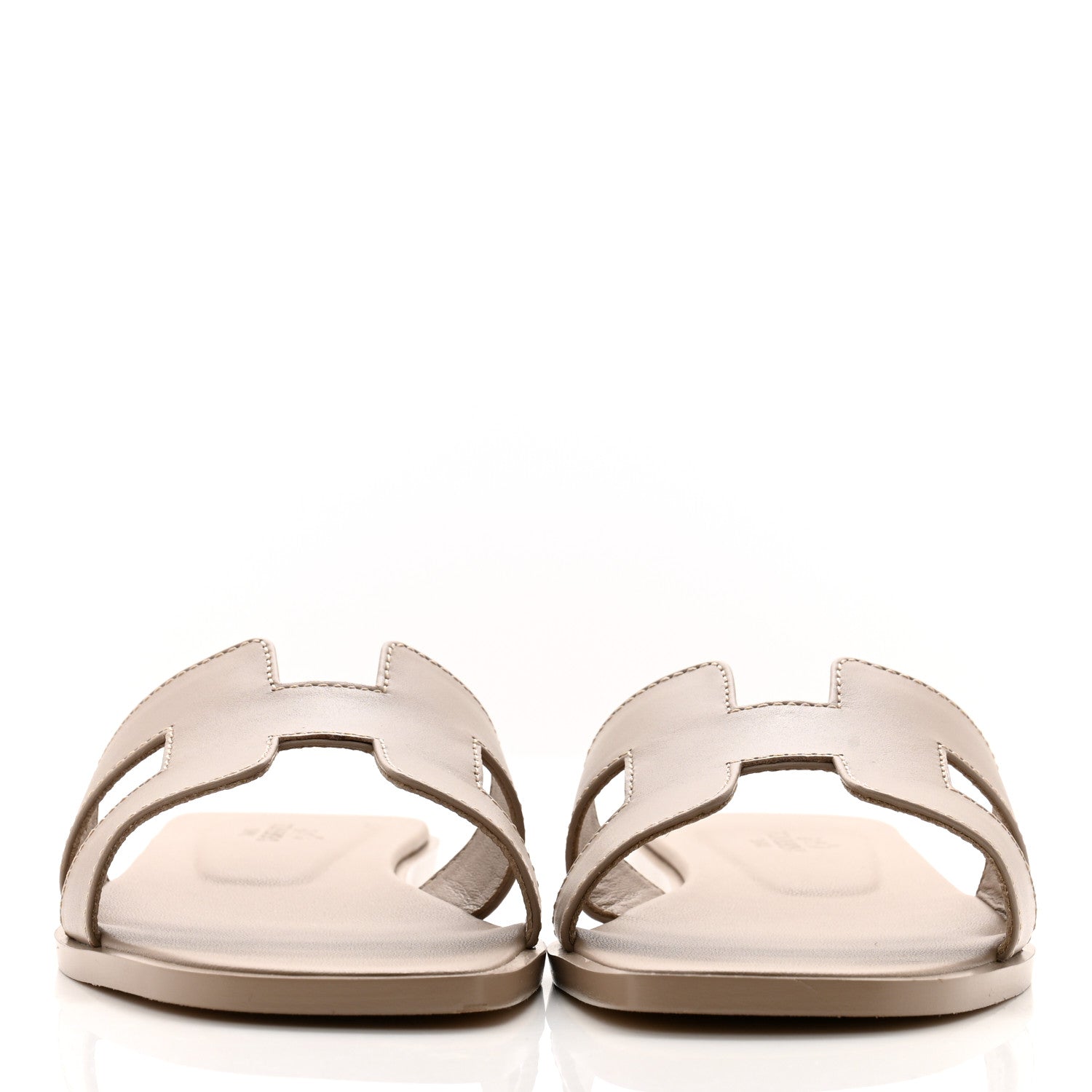 Hermes Box Calfskin Oran Sandals 36.5 Beige Mastic 2 of 9