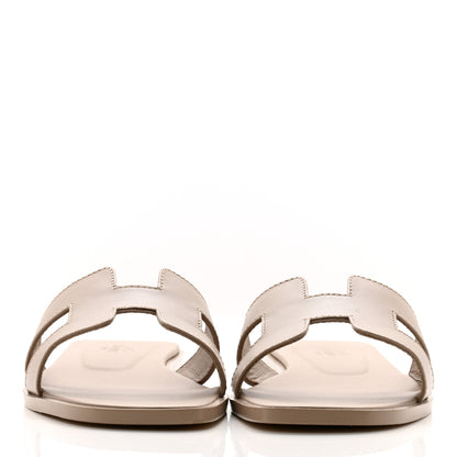 Hermes Box Calfskin Oran Sandals 36.5 Beige Mastic 2 of 9