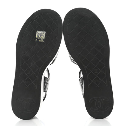 Chanel Lambskin Quilted CC Platform Sandals 37.5 Black 5 of 10