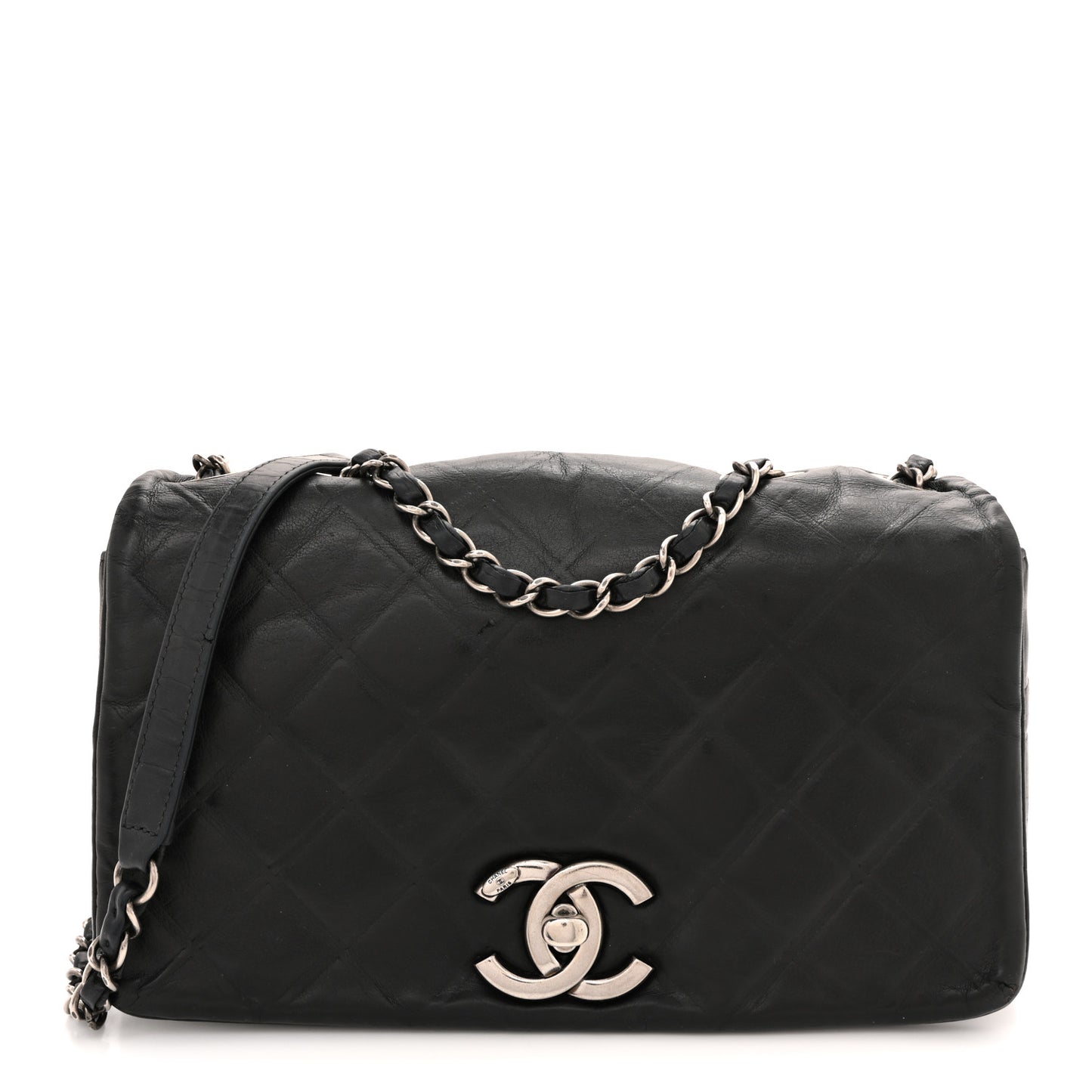 Calfskin Diamond Embossed New Chic Flap Black
