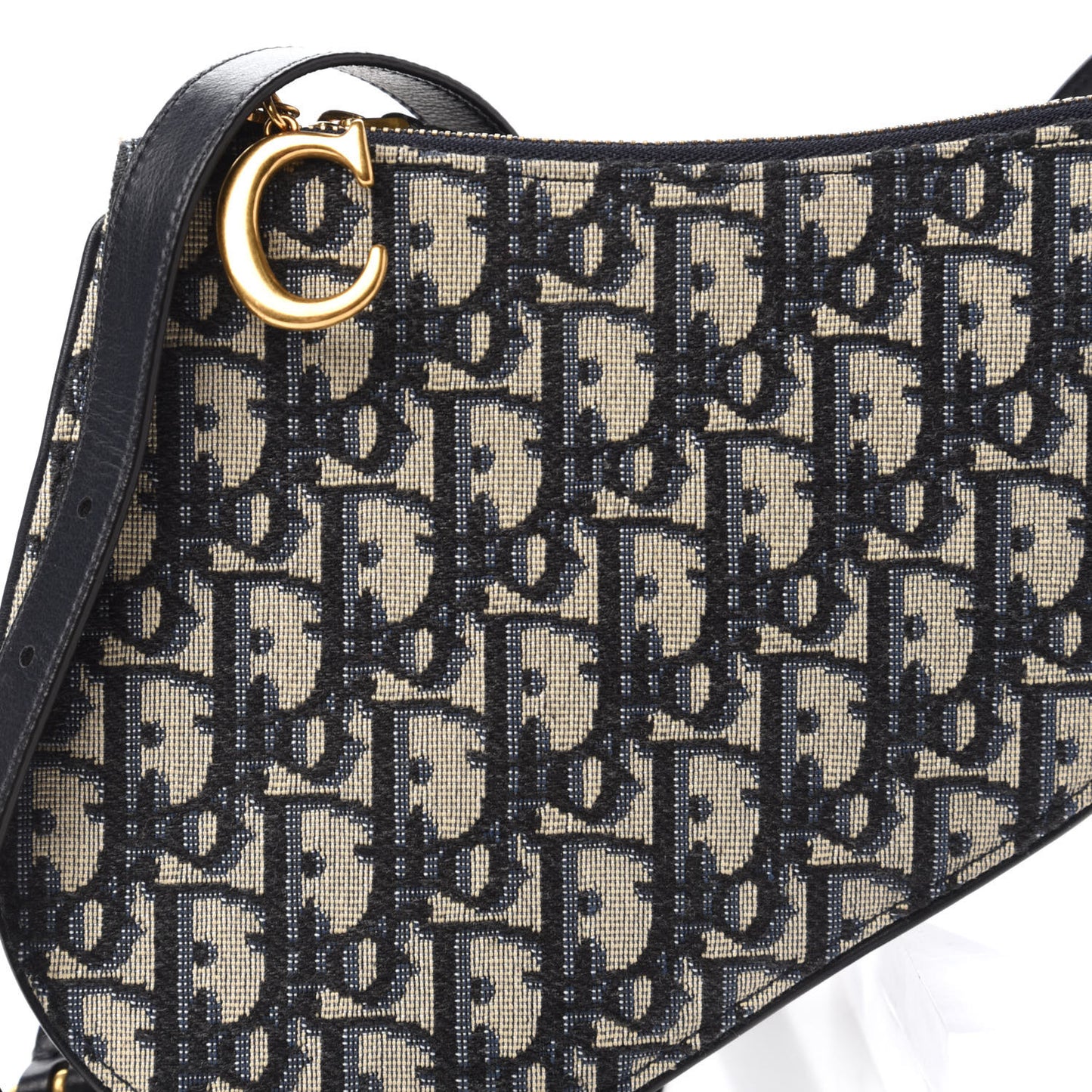 Oblique Saddle Pouch With Strap Navy Blue