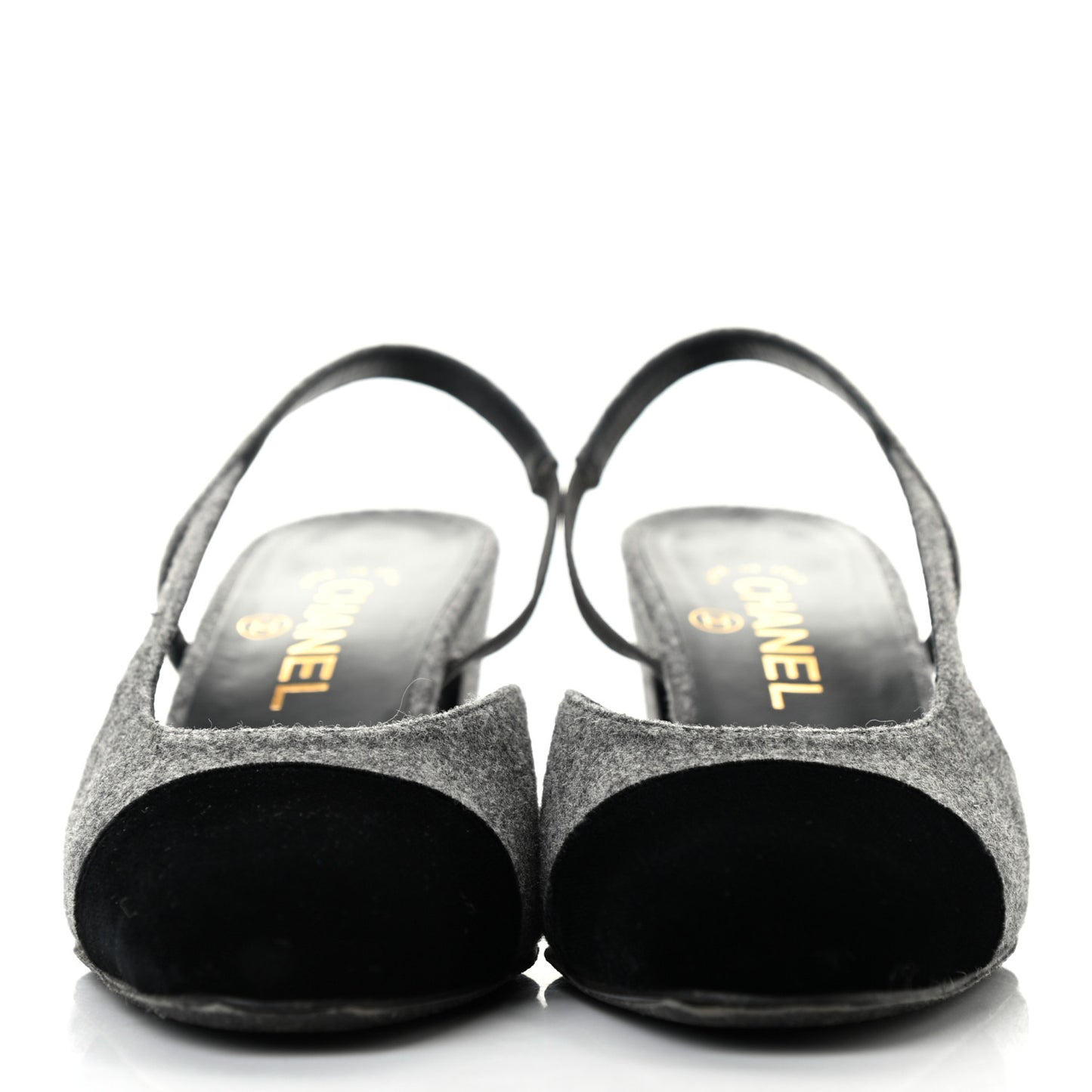 Wool Cap Toe CC Slingback Pumps 37.5 Black Dark Grey