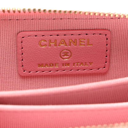 Chanel Iridescent Calfskin Quilted Zip Coin Purse Wallet Pink 6 of 7