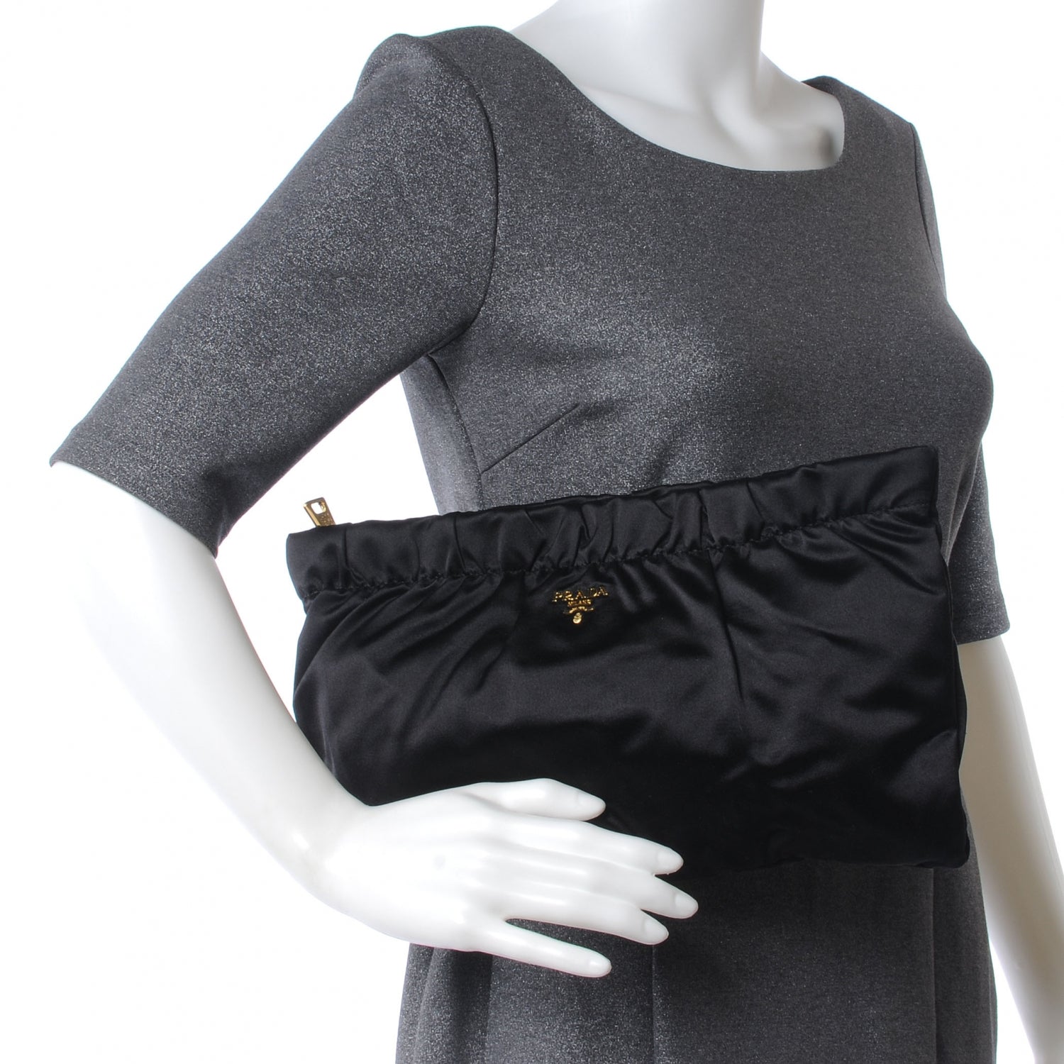 Prada Satin Evening Bag Black 2 of 9
