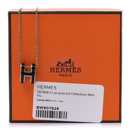 Hermes Lacquered Palladium Pop H Pendant Necklace Black 7 of 7