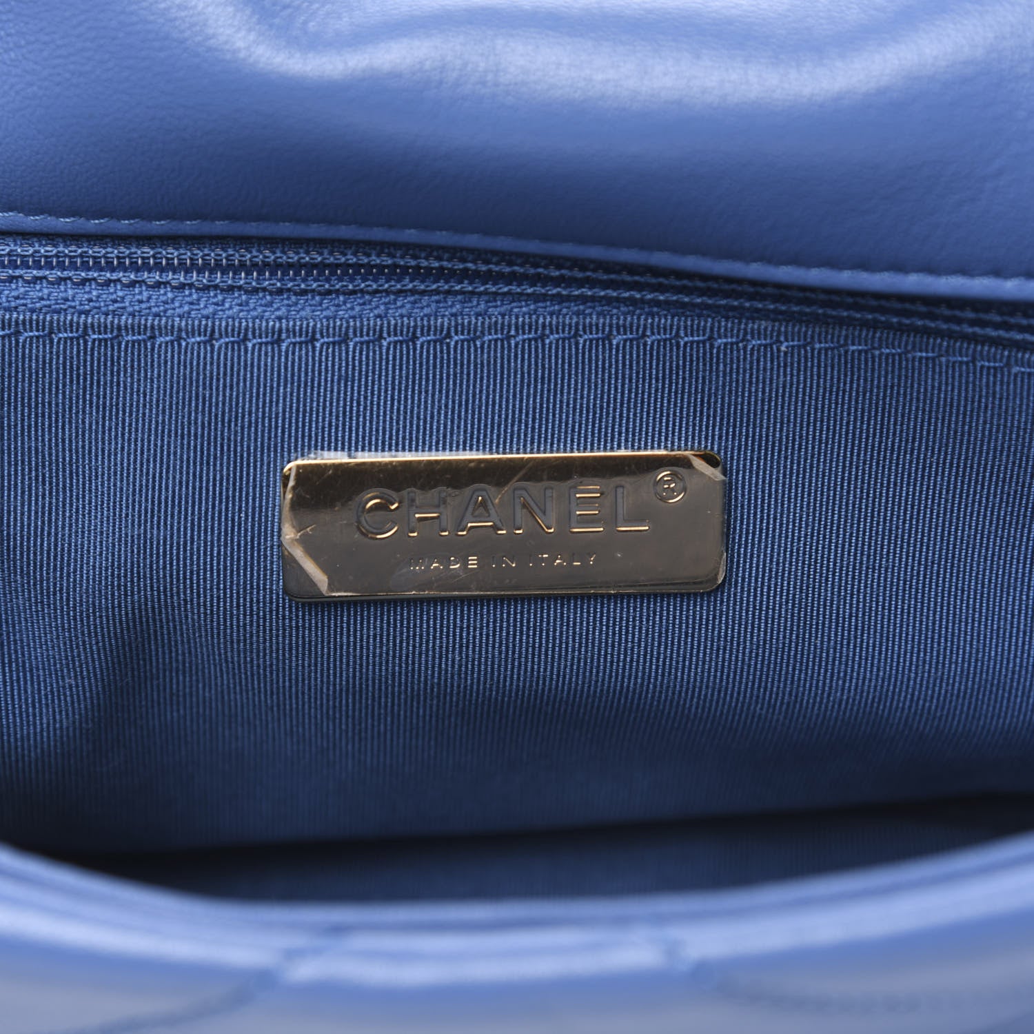 Chanel Lambskin Quilted Medium 19 Flap Blue 6 of 11
