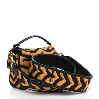 Fendi Canvas Chinese New Year Tiger Embroidered Mini Baguette Black Dark Yellow 3 of 11
