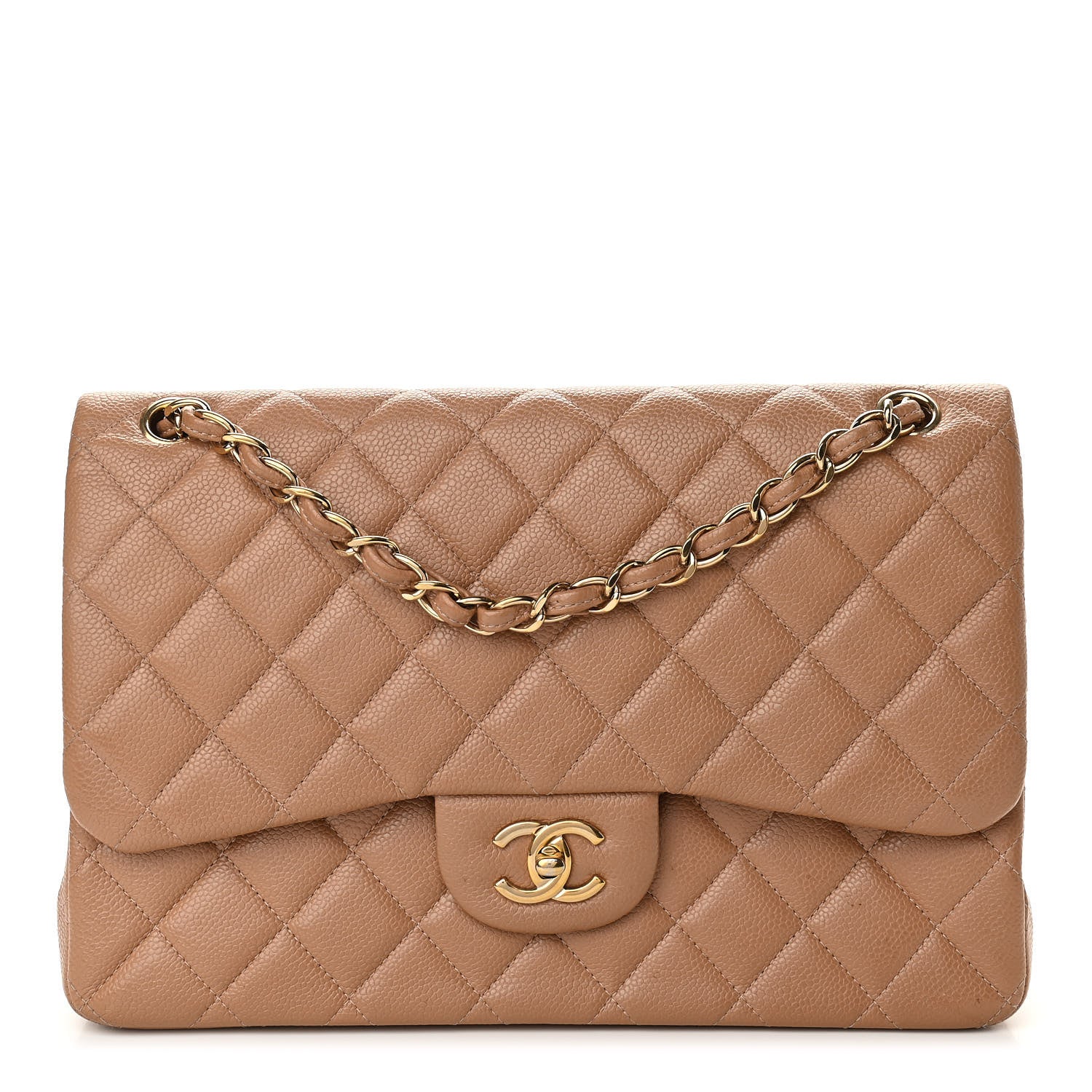 Chanel Caviar Quilted Jumbo Double Flap Beige 1 of 12