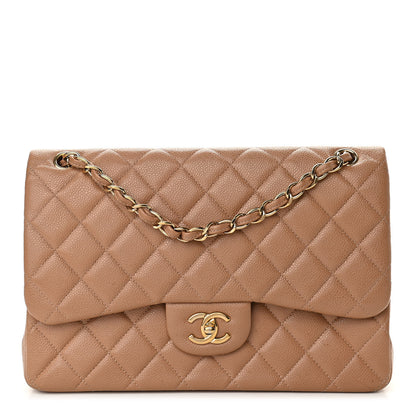 Chanel Caviar Quilted Jumbo Double Flap Beige 1 of 12