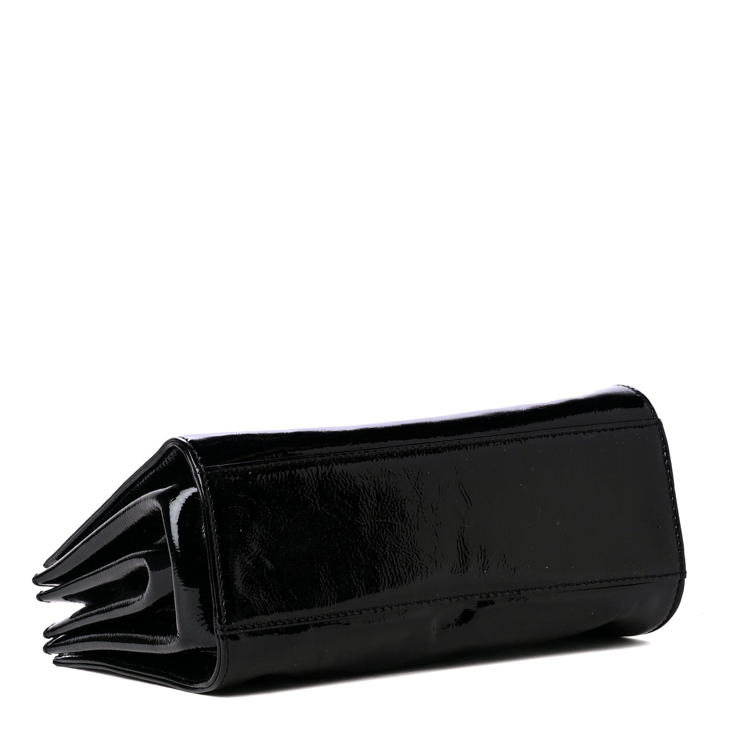 Chanel Patent Mademoiselle Lock Convertible Wrist Clutch Bag Black 5 of 6