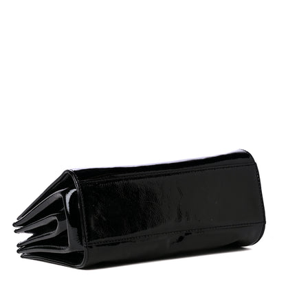 Chanel Patent Mademoiselle Lock Convertible Wrist Clutch Bag Black 5 of 6