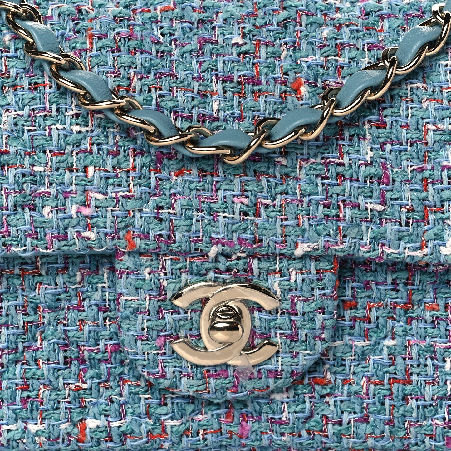 Tweed Quilted Mini Rectangular Flap Turquoise Purple White Red