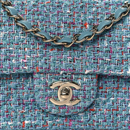Chanel Tweed Quilted Mini Rectangular Flap Turquoise Purple White Red 8 of 11