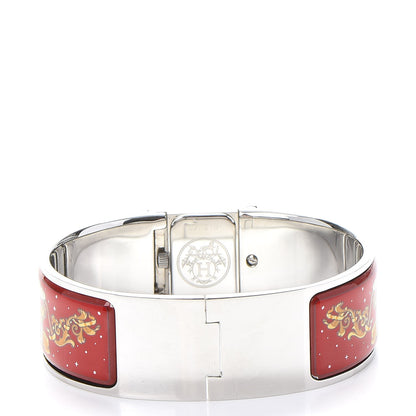 Hermes Stainless Steel Enamel 19mm Printed Horse Loquet Quartz Watch Red 4 of 6