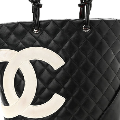Chanel Calfskin Quilted Medium Cambon Tote Black White 8 of 15
