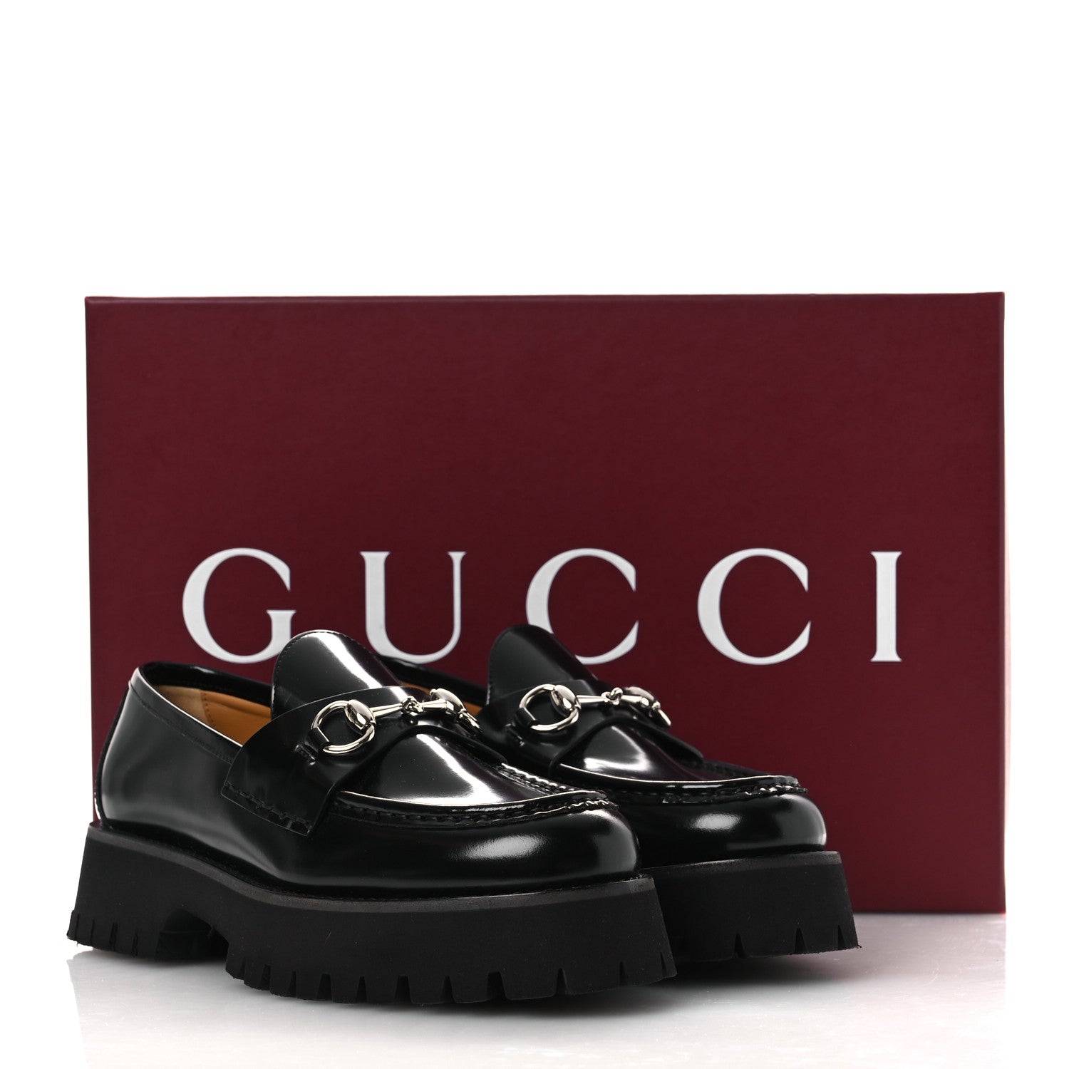 Gucci Cordovan Lux Womens Horsebit 45mm Platform Loafers 38.5 Black 12 of 12