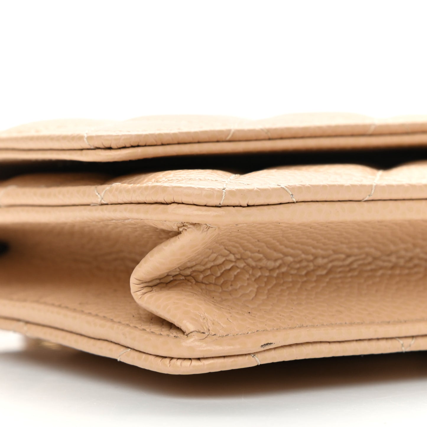 Caviar Quilted Wallet On Chain WOC Beige