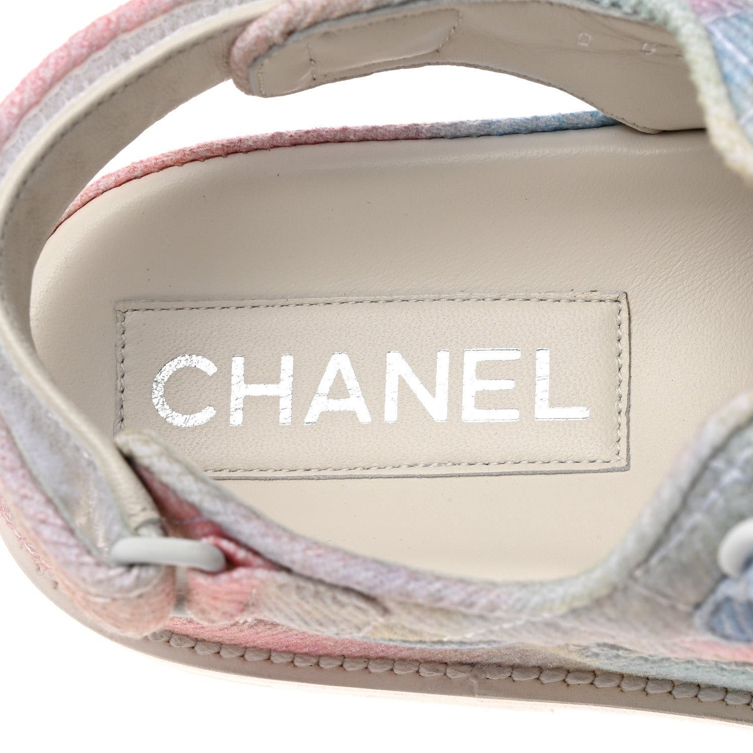 Chanel Printed Fabric Quilted Dad Sandals 36.5 Green Pink Blue 6 of 9