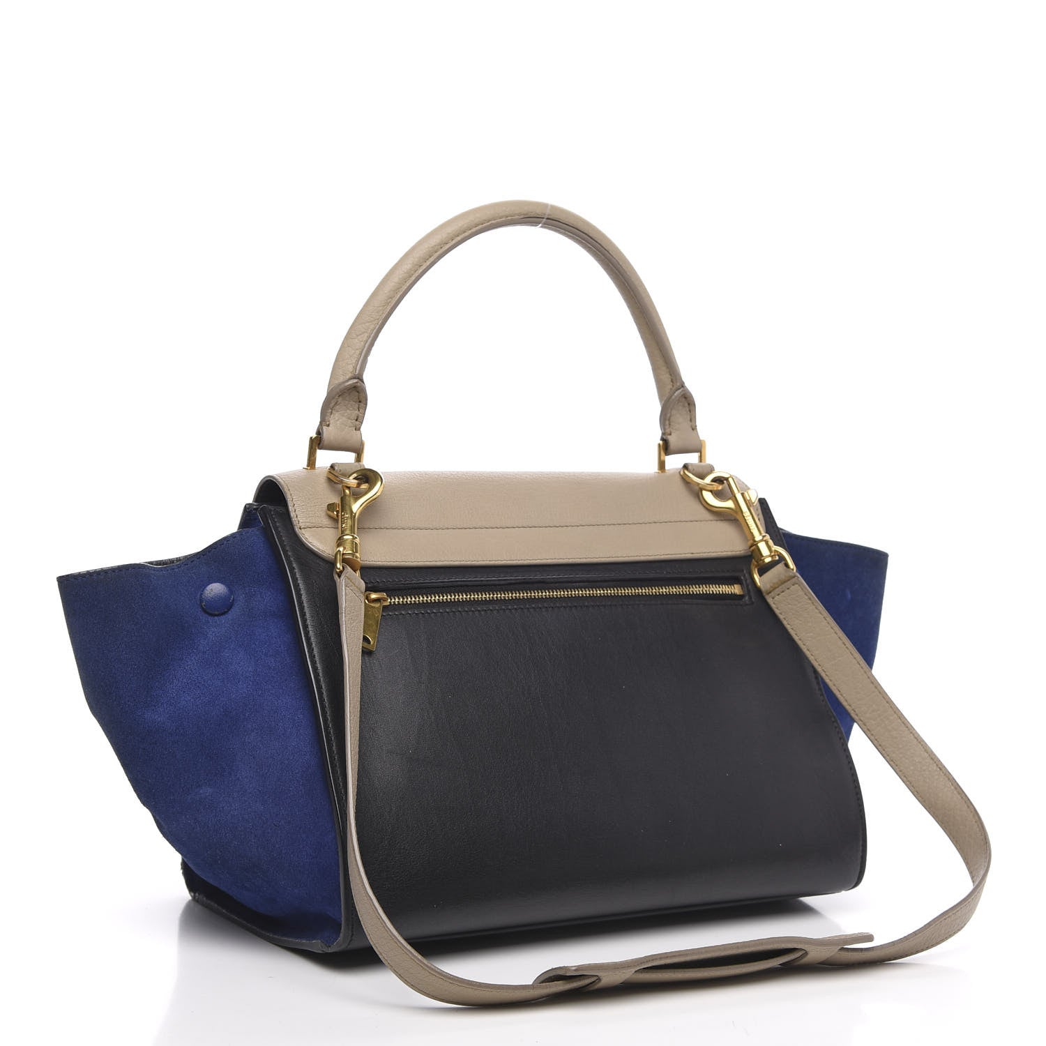 Celine Calfskin Suede Medium Tri-color Trapeze Tri-color Sand 3 of 19