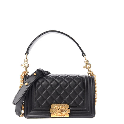 Chanel Calfskin Quilted Small Boy Top Handle Flap Black 1 of 11