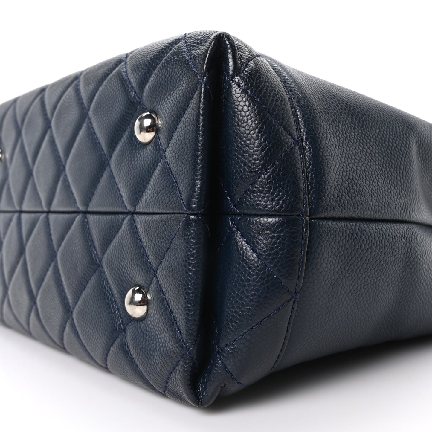 Soft Caviar CC Medium Top Handle Tote Navy Blue