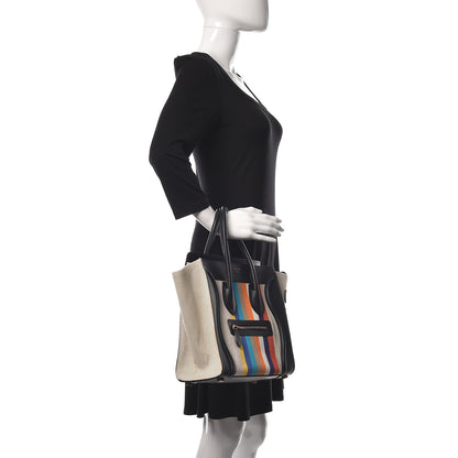 Celine Smooth Calfskin Striped Canvas Micro Luggage Multicolor 2 of 16
