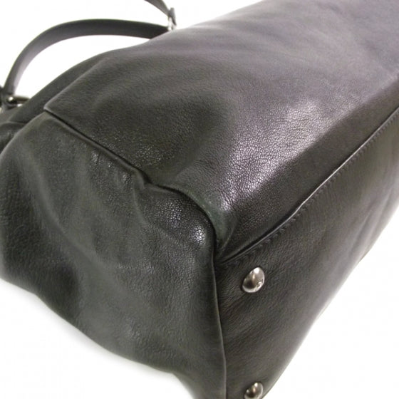 Fendi Goatskin Zucca Large Peekaboo Iconic Satchel Black Tobacco 5 of 12