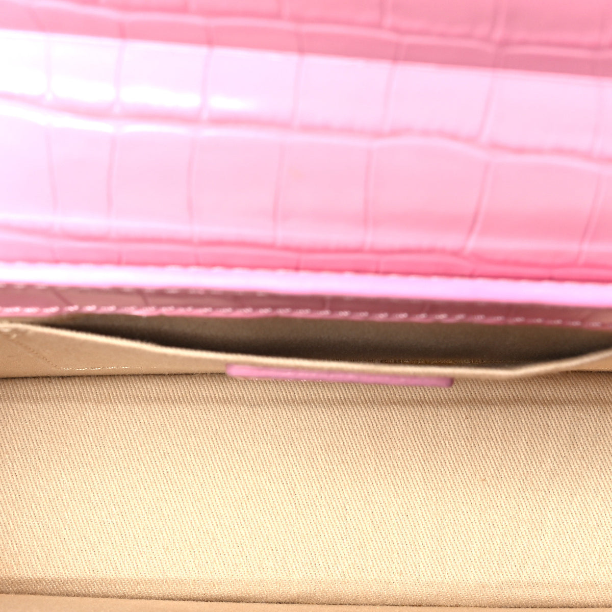 Calfskin Crocodile Embossed Le Sac Rond Pink