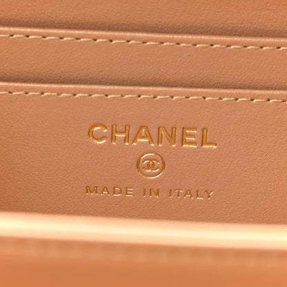 Chanel Lambskin Quilted Golden Plate Clutch With Chain White 6 of 11