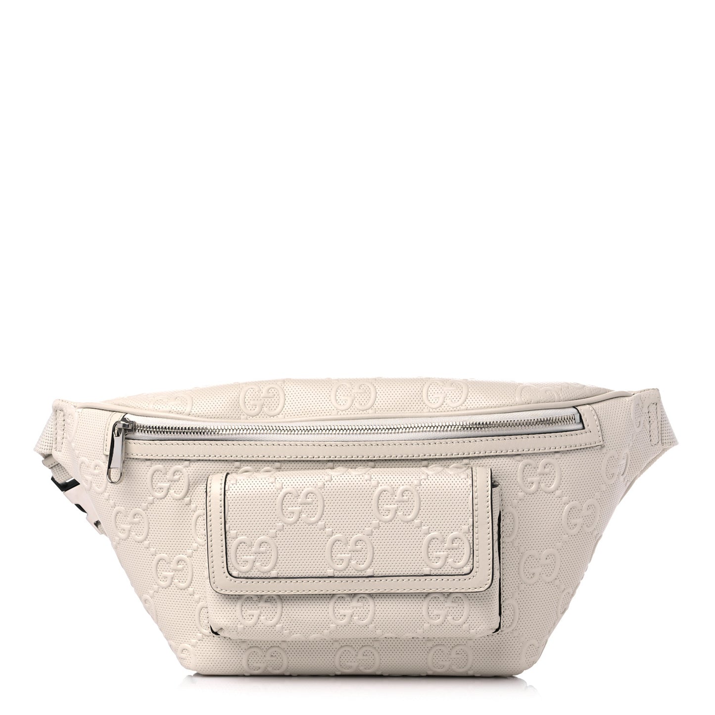 Calfskin GG Tennis Embossed Pocket Belt Bag Mystic White