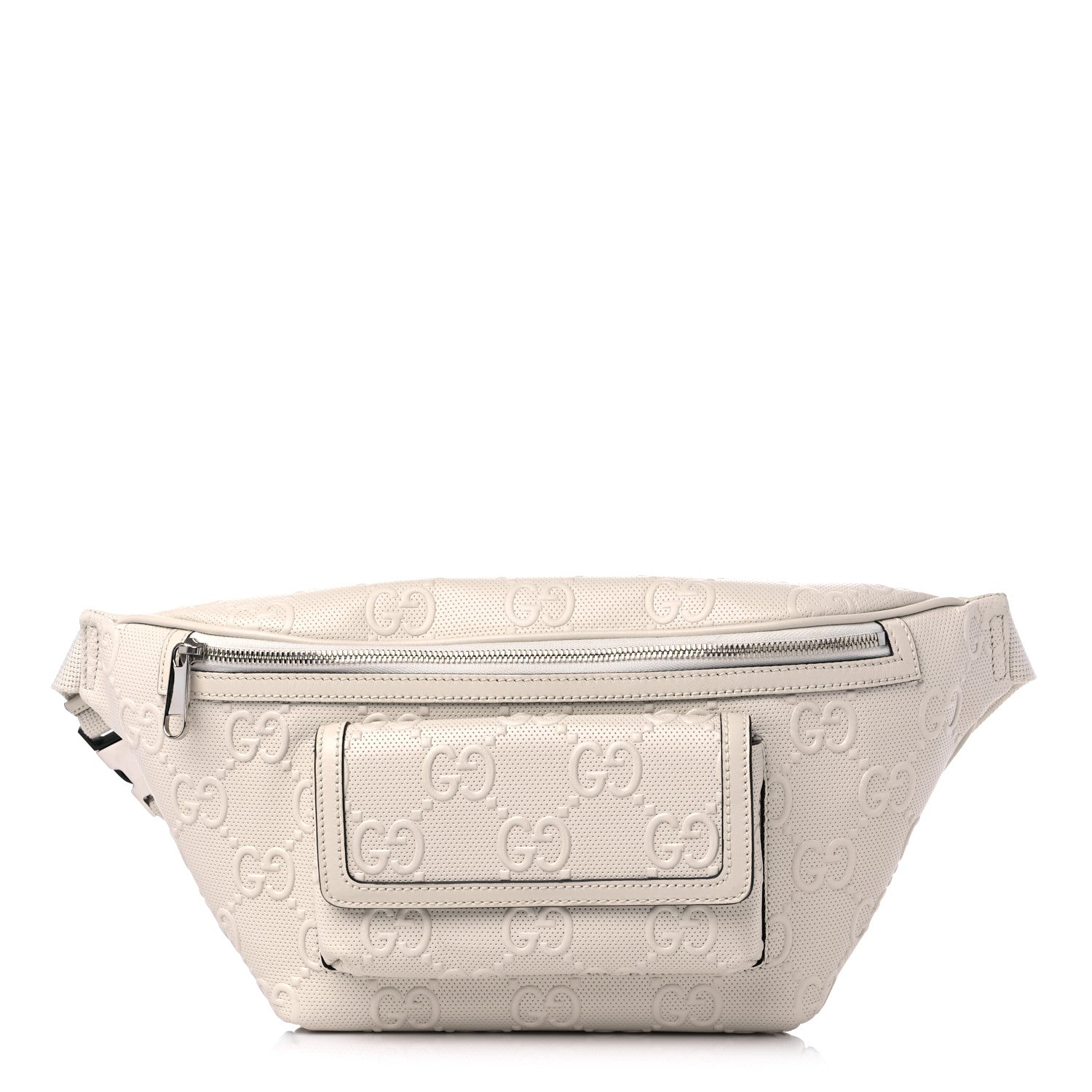 Gucci Calfskin GG Tennis Embossed Pocket Belt Bag Mystic White 1 of 11