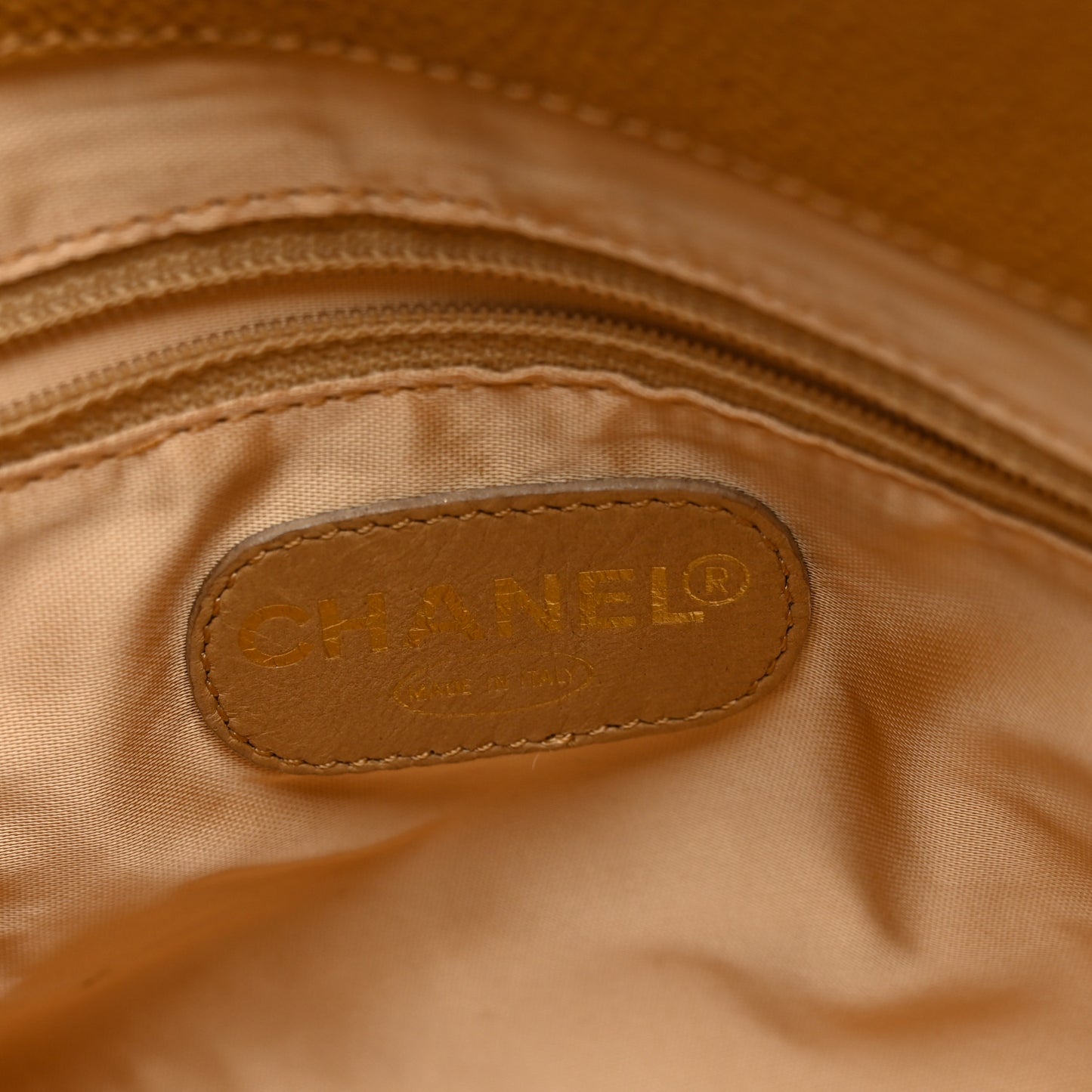 Caviar Flap Shoulder Bag Beige