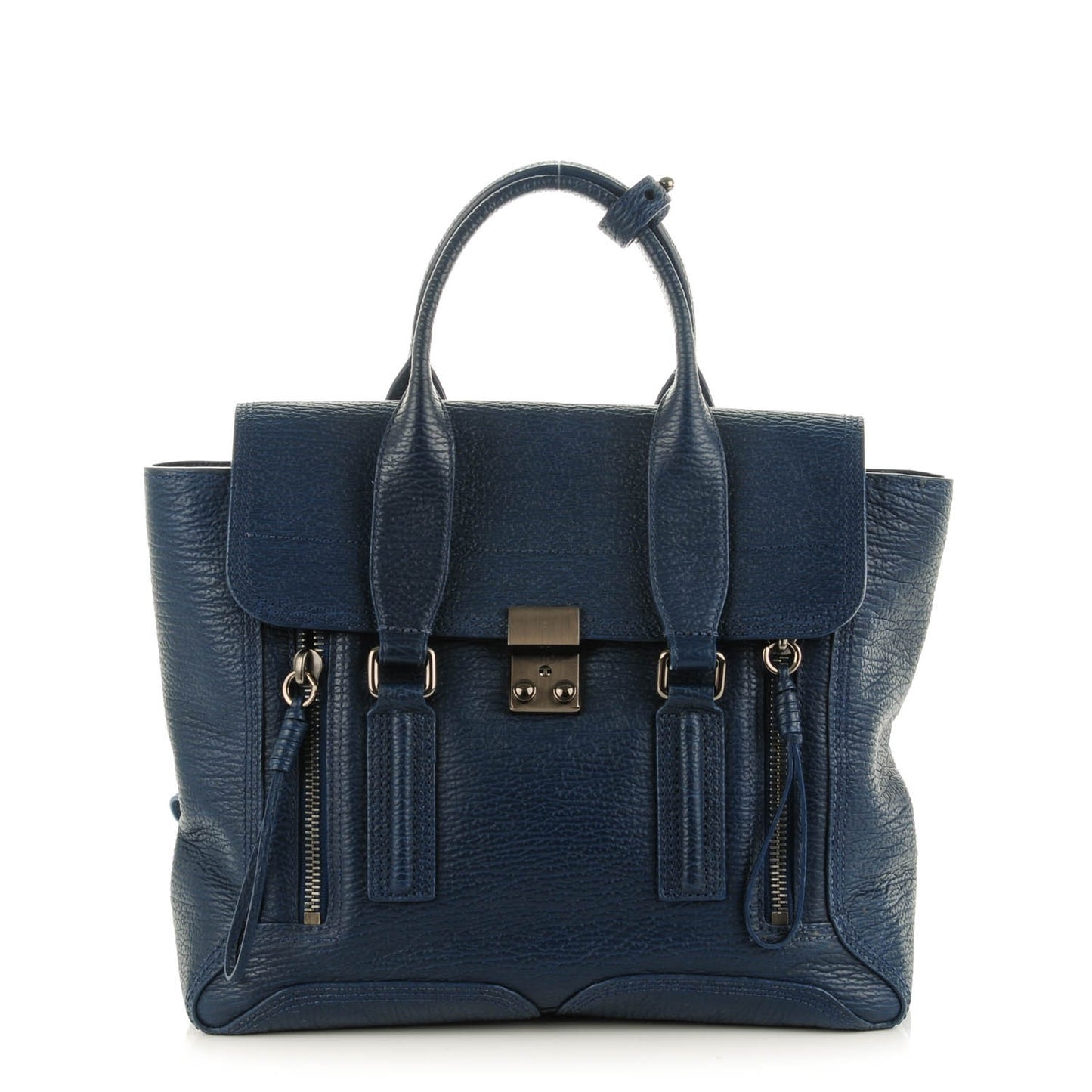3.1 Textured Calfskin Medium Pashli Satchel Lapis