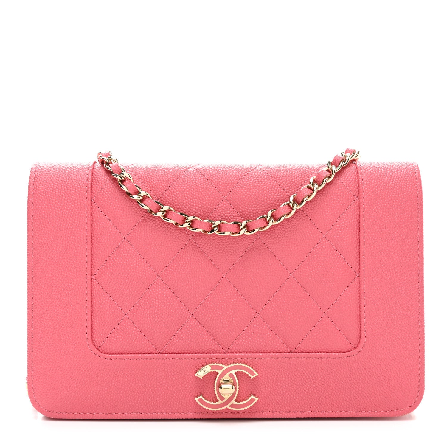 Chanel Caviar Quilted Vintage Mademoiselle Wallet On Chain WOC Dark Pink 1 of 11