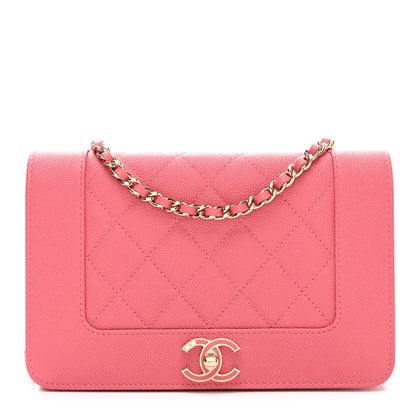 Chanel Caviar Quilted Vintage Mademoiselle Wallet On Chain WOC Dark Pink 1 of 11